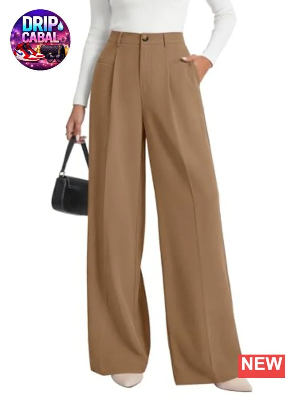 Women's Wide Leg Pleated Dress Pants High Waist with Pockets